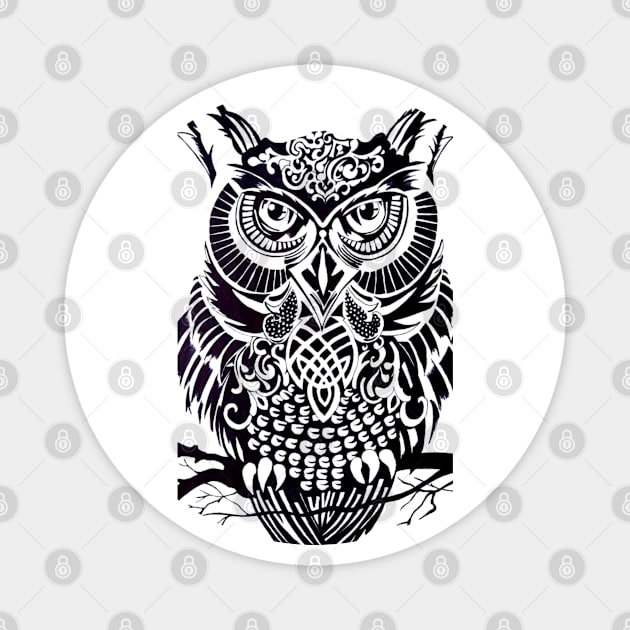 Black and white owl Magnet by Smriti_artwork